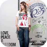 LOVE, PEACE & FREEDOM ロックフェス 音楽系アートTシャツ | bpd