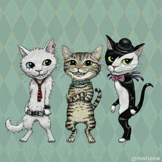 marizow illustration art punk rock cats
