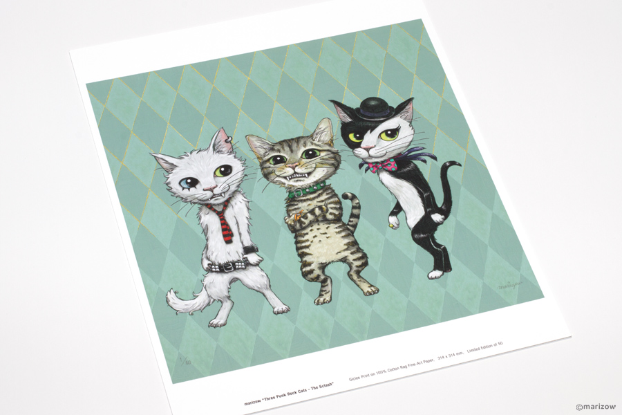 marizow Three Punk Rock Cats – The Sclash ジクレー版画