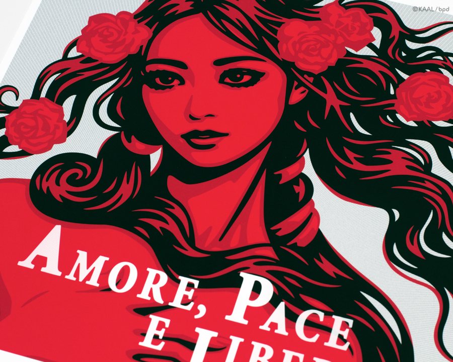 KAAL amore pace e liberta giclee art